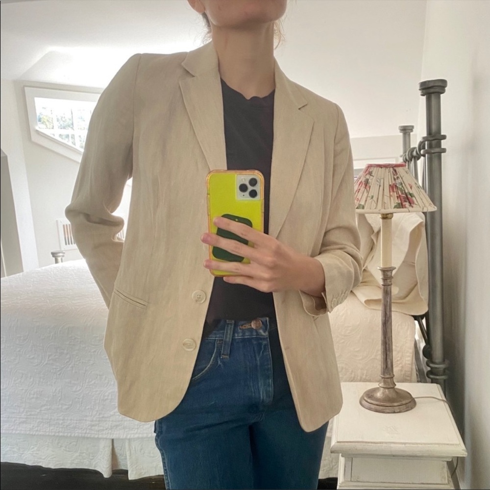 VINCE Neutral Linen Blazer Size 2